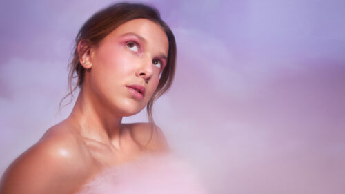 Millie Bobby Brown Pink Aesthetic Portrait Desktop Wallpaper