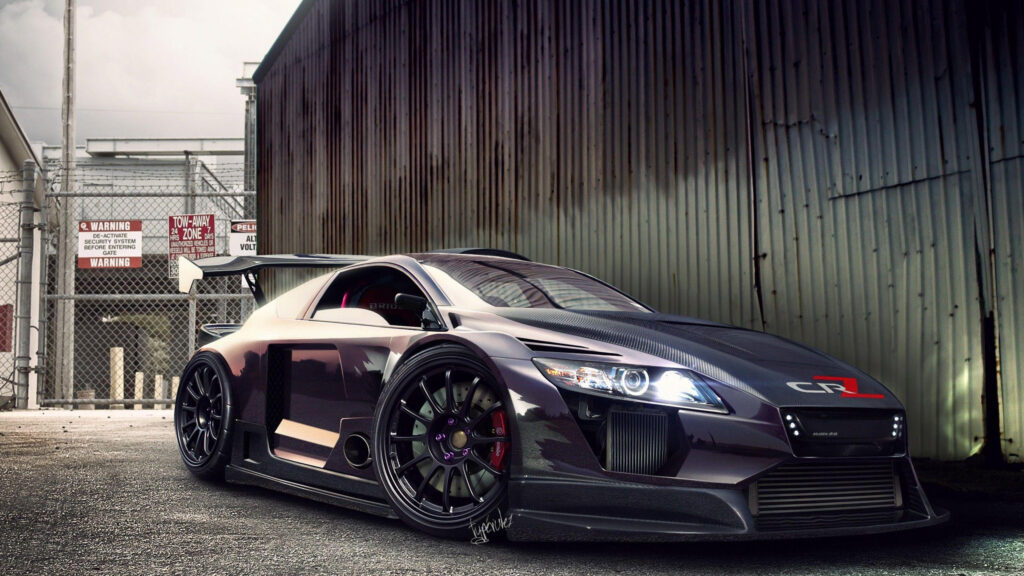 Modified Purple Honda CR-Z Sports Car Desktop Wallpaper
