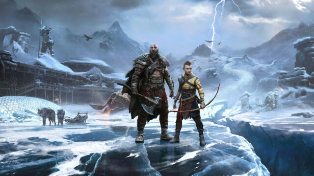 Kratos and Atreus God of War Ragnarok 4K Desktop Wallpaper