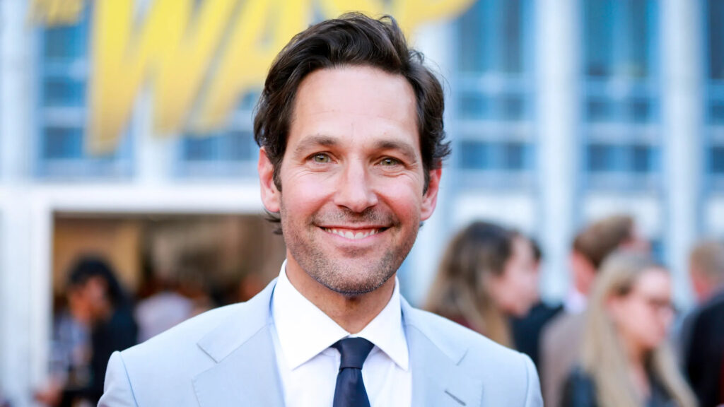 Paul Rudd Smile in a Blue Suit Desktop Wallpaper