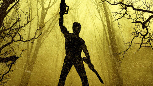 Ash Williams Chainsaw Silhouette Desktop Wallpaper