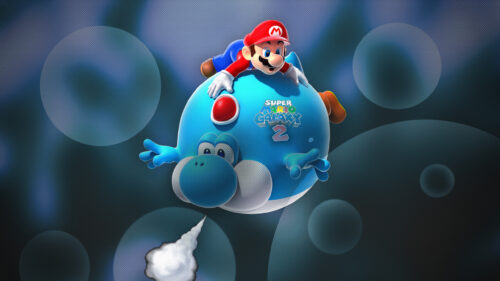 Blimp Yoshi and Mario Super Mario Galaxy 2 Desktop Wallpaper