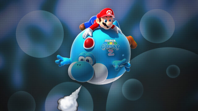 Blimp Yoshi and Mario Super Mario Galaxy 2 Desktop Wallpaper