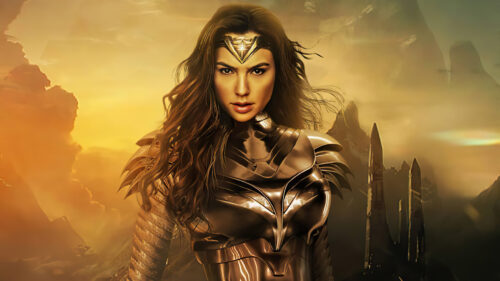 Golden Warrior Princess Gal Gadot Heroic Desktop Wallpaper