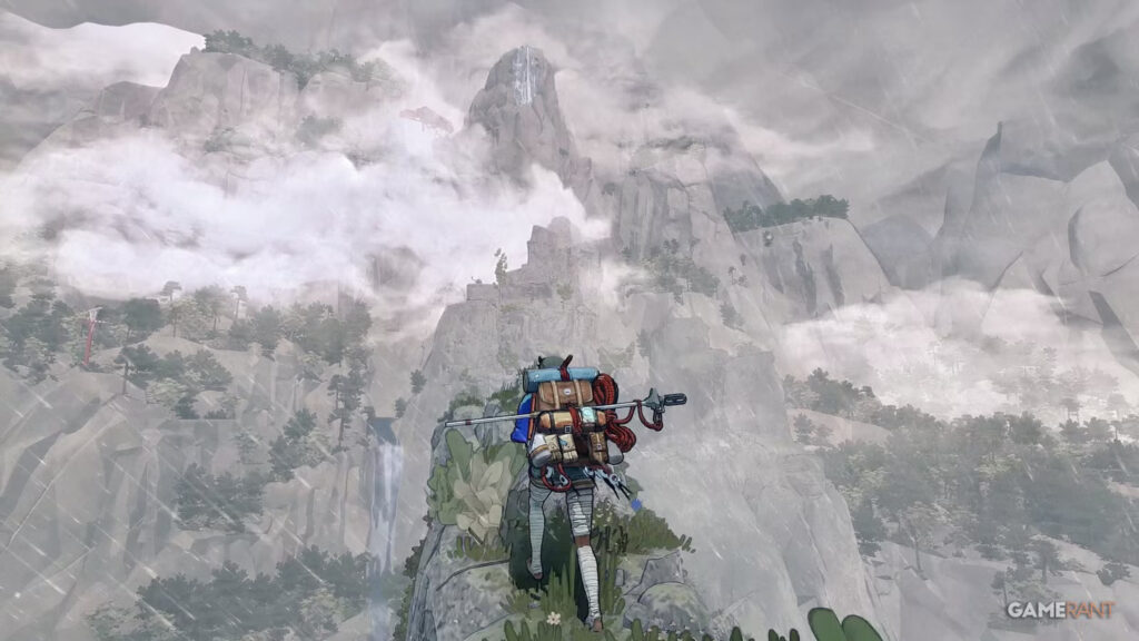 Adventurer Climbing Mountain Landscape 4K Wallpaper