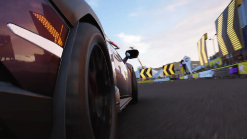 Sports Car Racing on a Circuit Track Desktop Wallpaper