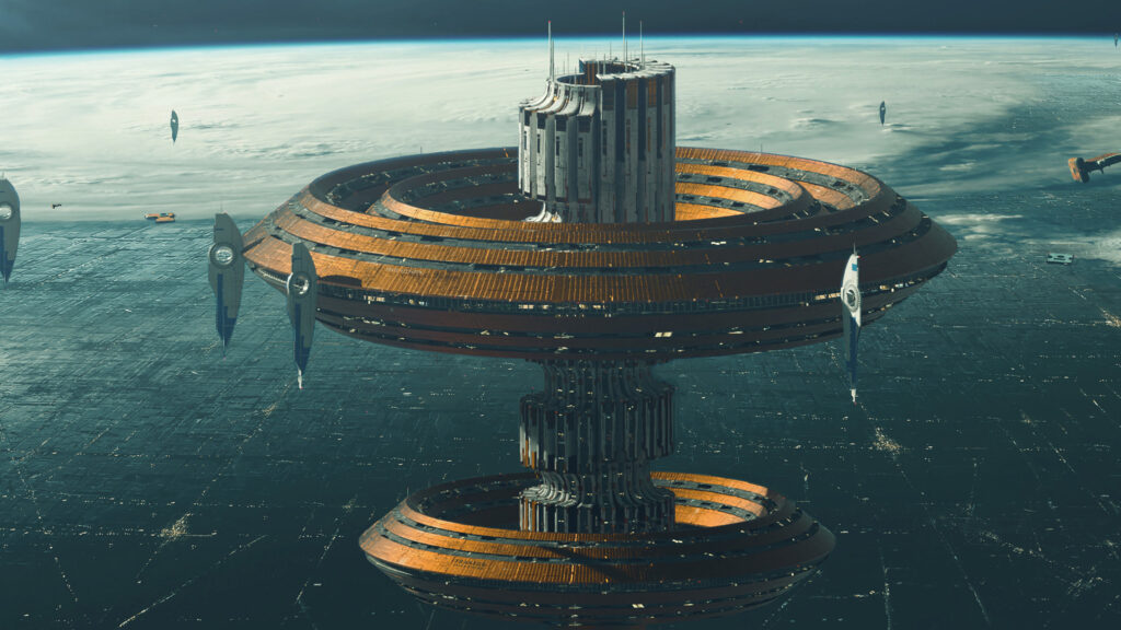 Futuristic Trantor Space Station 4K Desktop Wallpaper