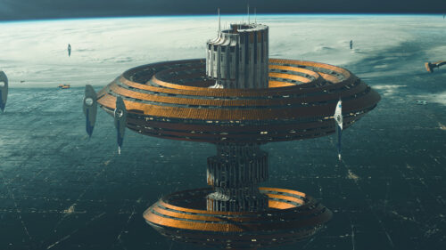 Futuristic Trantor Space Station 4K Desktop Wallpaper