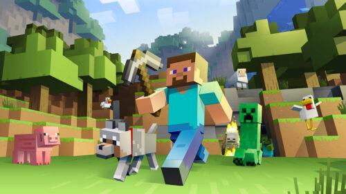 Iconic Minecraft Steve and Mobs Adventure PC Wallpaper
