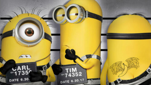 Minions Mugshot Trio Funny Cartoon 4K Desktop Wallpaper