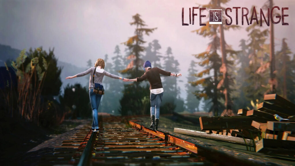 Max and Chloe Walking on Tracks Desktop Wallpaper