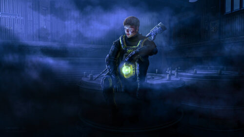 Stalker in a Dark Industrial Setting 4K Desktop Wallpaper