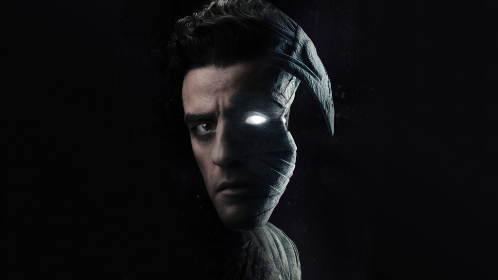 Moon Knight Oscar Isaac Split Face 4K Desktop Wallpaper