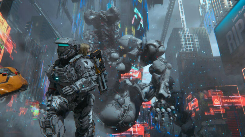 Futuristic Sci-Fi Soldier and Mecha 4K Desktop Wallpaper