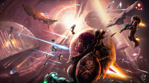 Sci-Fi Space Battle Female Warrior 4K Desktop Wallpaper