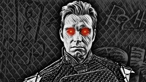 Homelander From The Boys Grayscale Red Eyes Desktop Wallpaper
