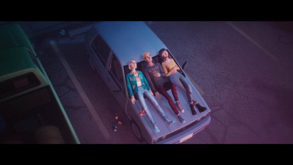 Three Friends Lying on Car Roof Aesthetic Desktop Wallpaper