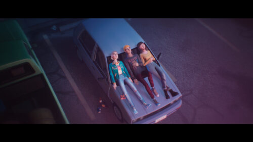 Three Friends Lying on Car Roof Aesthetic Desktop Wallpaper