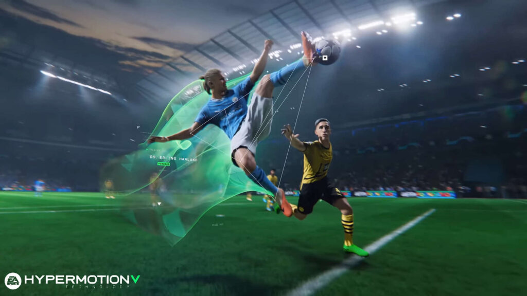 Erling Haaland Aerial Kick EA Sports FC Desktop Wallpaper