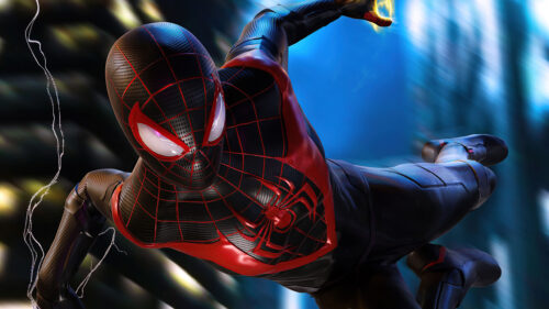 Miles Morales Cinematic Action Shot Desktop Wallpaper
