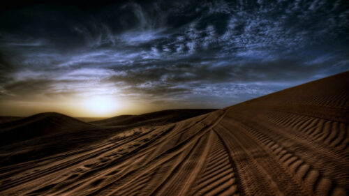 Dramatic Desert Sand Dunes at Sunset Desktop Wallpaper