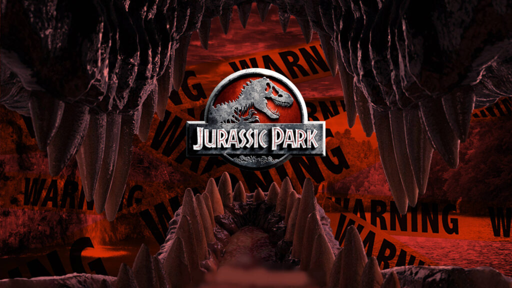 Jurassic Park Dinosaur Maw Red Warning Theme Desktop Wallpaper