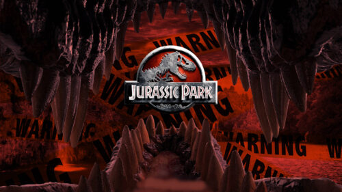 Jurassic Park Dinosaur Maw Red Warning Theme Desktop Wallpaper