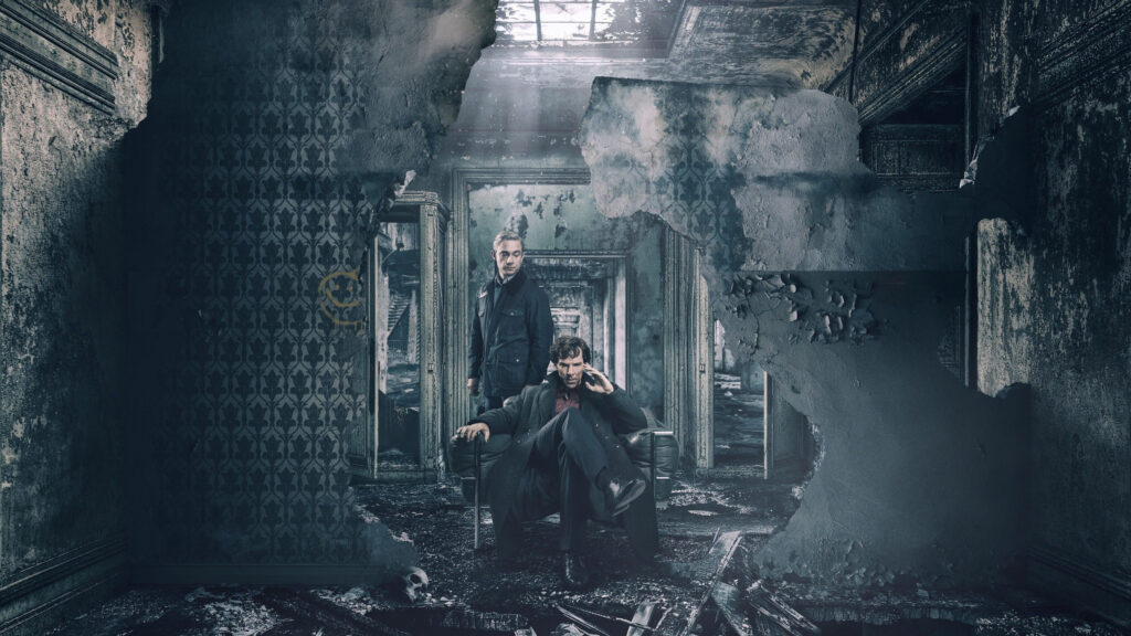 Sherlock Holmes and Dr. Watson Ruined Interior Desktop Wallpaper