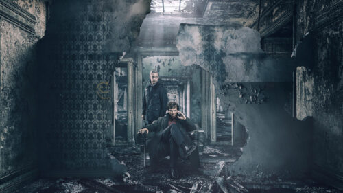 Sherlock Holmes and Dr. Watson Ruined Interior Desktop Wallpaper