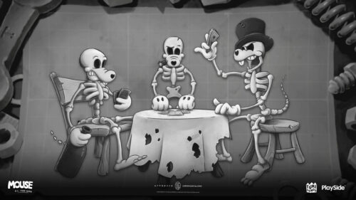 Skeleton Poker Game Retro Animation Desktop Wallpaper