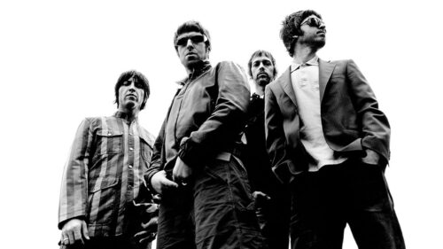 Oasis Band Members Black and White Desktop Wallpaper