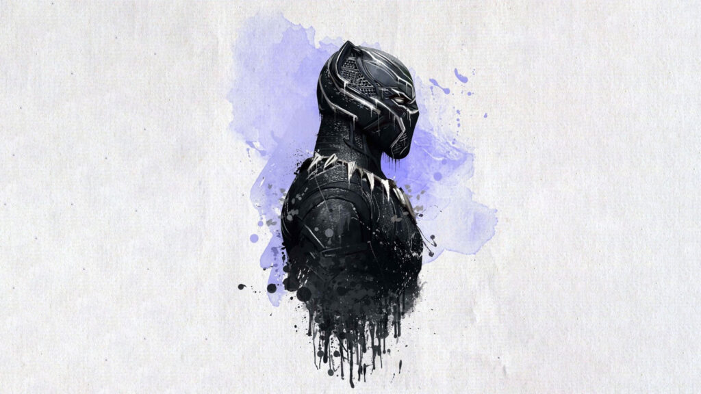 Black Panther Minimalist Watercolor Art Desktop Wallpaper