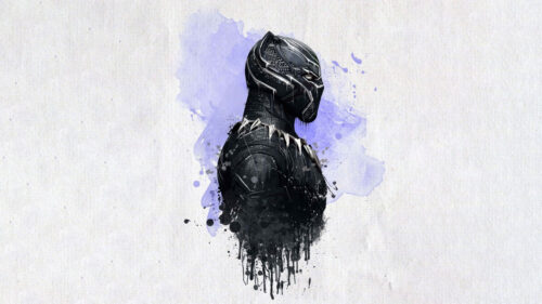 Black Panther Minimalist Watercolor Art Desktop Wallpaper