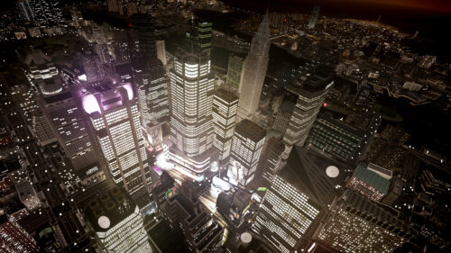 Stunning Nighttime Cityscape View Desktop Wallpaper