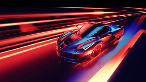 Neon Supercar Speed Motion 4K Desktop Wallpaper