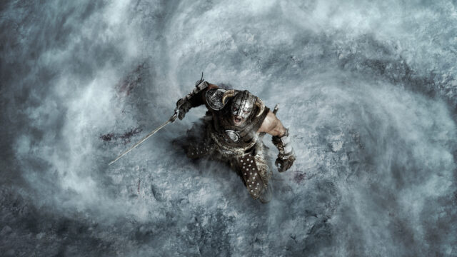 Viking Warrior in Snowy Battle Desktop Wallpaper