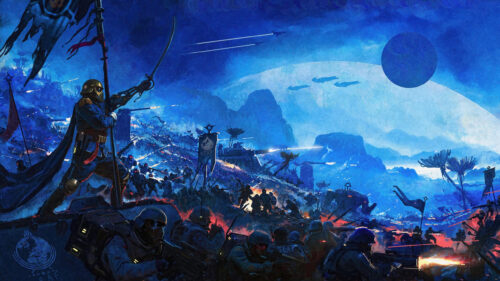 Sci-Fi Military Battle Scene Digital Art Desktop Wallpaper