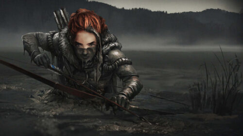 Archer in Muddy Battlefield Dark Fantasy PC Wallpaper