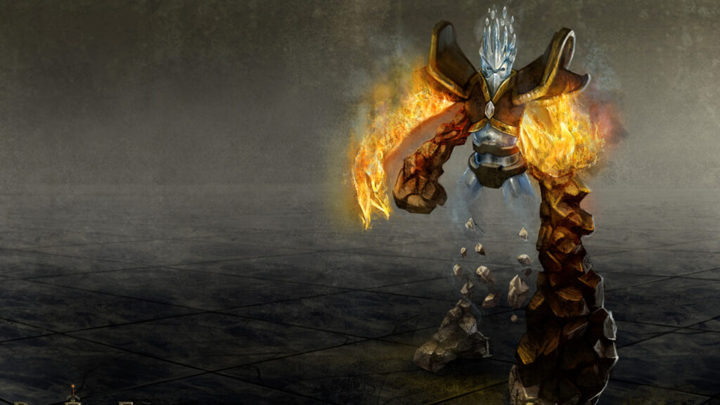 Fantasy Fire and Earth Elemental Character Desktop Wallpaper