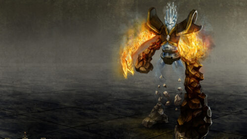 Fantasy Fire and Earth Elemental Character Desktop Wallpaper