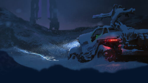 Halo Warthog in a Snowy Landscape Desktop Wallpaper