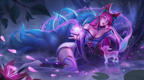 Spirit Blossom Ahri LoL Fantasy Art Desktop Wallpaper