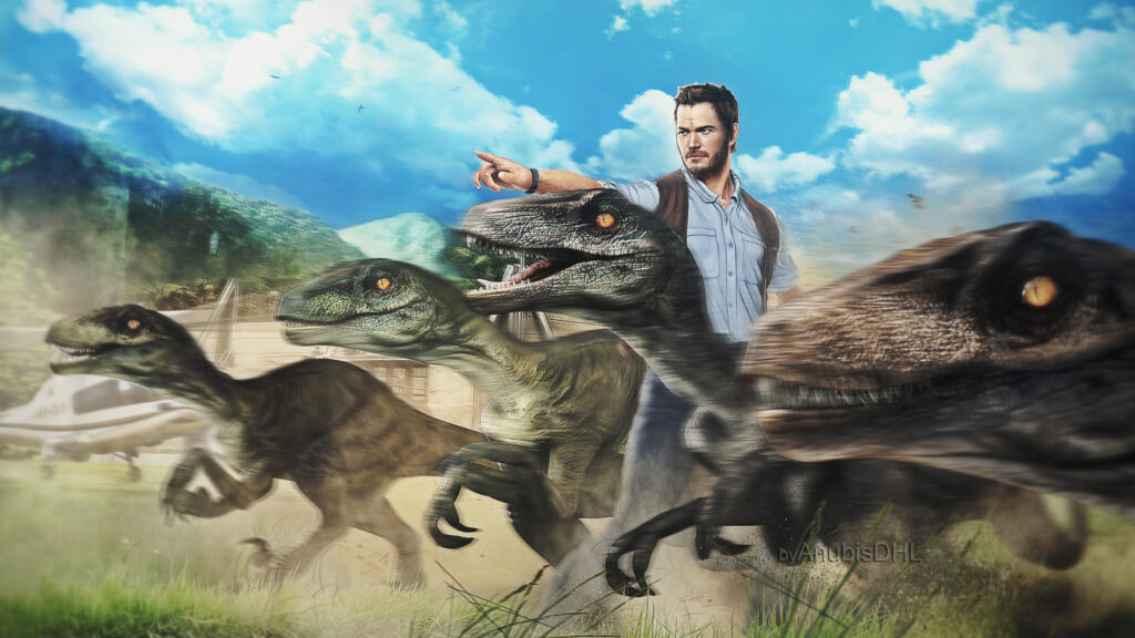 Jurassic World Raptor Pack and Owen Grady Desktop Wallpaper