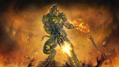 Doom Slayer Combat Scene 4K Desktop Wallpaper