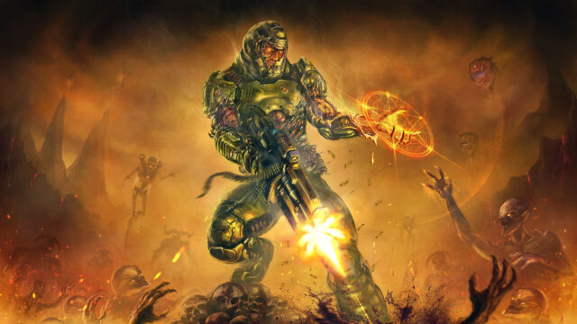 Doom Slayer Combat Scene 4K Desktop Wallpaper