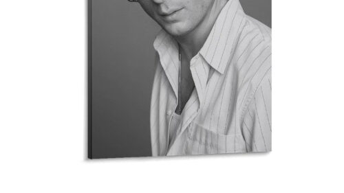 Black and White Portrait of a Man in a Striped Shirt Desktop Wallpaper