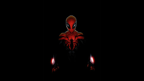 Dark Superior Spider-Man Style Suit Minimalist 4K Wallpaper