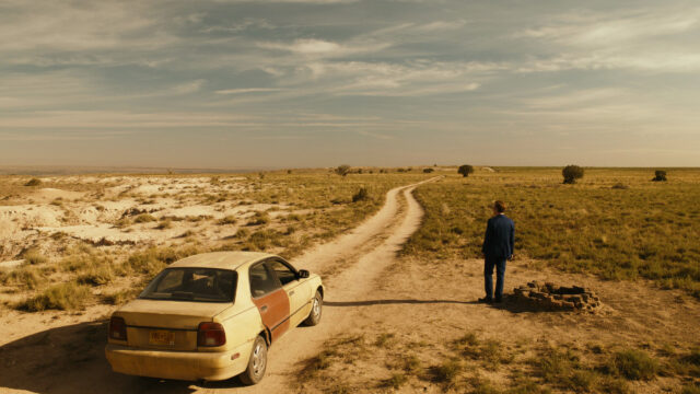 Desert Highway Man Standing Still PC Wallpaper