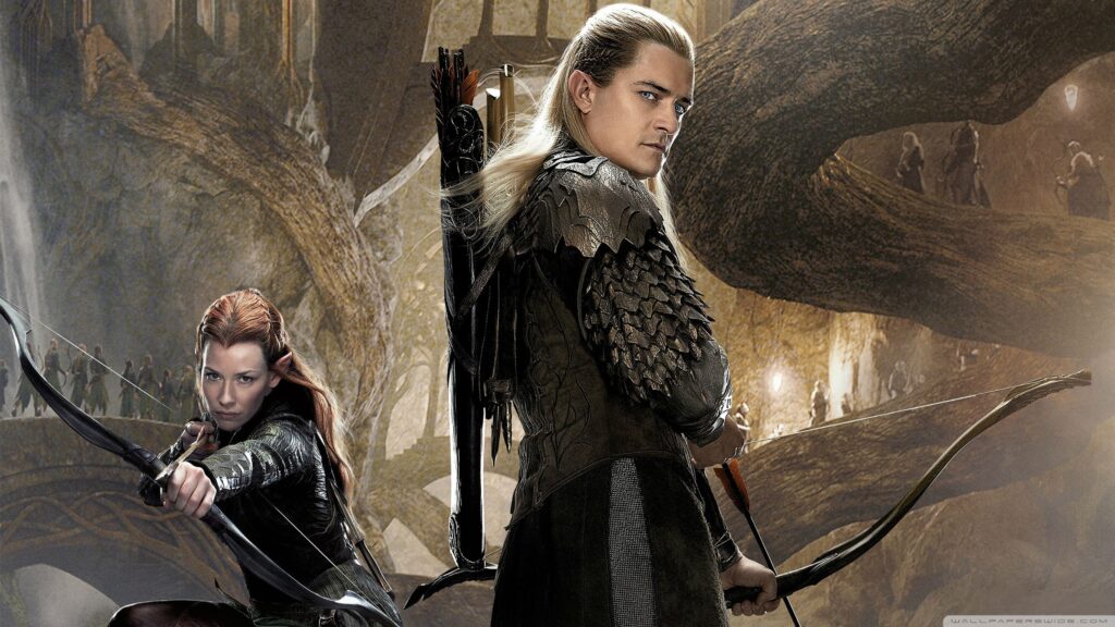 Tauriel and Legolas from The Hobbit Desktop Wallpaper