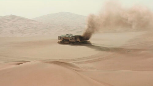 Massive Sand Crawler in Arrakis Desert 4K Desktop Wallpaper
